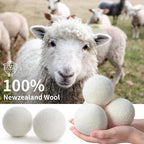 Organic Wool Dryer Balls Wool Balls for Dryer, Laundry Balls for Dryer Reusable 6P Reducing Clothing Wrinkles,Saving Drying Time and Fabric Fluffier 100% New Zealand Wool Lint Balls (24p White)