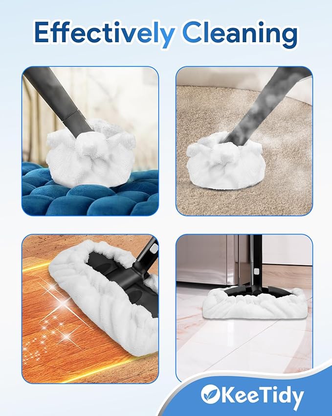 Steam Cleaner Handheld Attachments Compatible with Dupray Neat Steam Cleaners - 2 Pack Large Rectangle Bonnets + 4 Pack Small Triangle Bonnets Reusable Microfiber Steam Cleaner Pads Mop Accessories