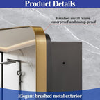 Bathroom Medicine Cabinet,20"x26" Mirror Door with Stainless Steel Brush Gold Frame,Recessed & Surface Wall Cabinet with Glass Shelves,Rust-Resistant Bathroom Storage Cabinet
