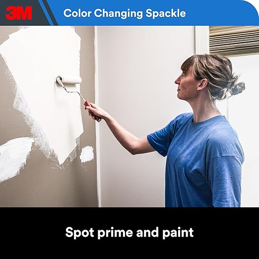 3M High Strength Spackling Compound 12 oz. and Putty Knife, Color Changing, Applies Blue, Dries White, Ideal for Use on Drywall, Plaster, Stoccu and Wood, Easy Interior and Exterior Repairs (CC-SIOC)