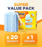 Heavy Duty Duster Refills for Swiffer Duster, 20 Count Duster Refills with 1 Handle, Multisurface 360° Dusters with 4X Microfibers, Unscented Disposable Dusters for Cleaning