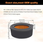 2PCS 951-10794 Air Filter Fit for 951-14262 751-10794 751-14262 for MTD Series 208 cc Troy-Bilt Premium OHV engine Yard Machine Outdoor Huskee Bolens Tillers Craftsman Lawn Mower with Pre-Filter