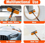 30FT Window Squeegee with Extension Pole, 2-in-1 Squeegee for Window Cleaning, Professional Cleaning Kit for Home with 24FT Telescoping Pole for Outdoor Indoor Use
