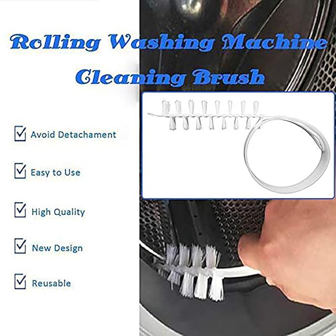 Rolling Washing Machine Cleaning Brush Long Flexible Cleaning Brush Durable Nylon Washer Drum Brush Cleaner Dryer Vent Cleaning Tool Cleaner Kit for Home Bathroom (1)
