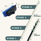 EVERSPROUT 7-to-24 Foot Scrub Brush (30 Foot Reach) | Built-in Rubber Bumper | Heavy-Duty Extension Pole Handle | Soft Bristles wash Car, RV, Boat, Solar Panel, Deck, Floor | Bumper Prevents Scratch