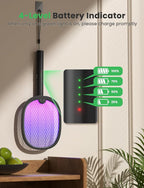YISSVIC Electric Fly Swatter Foldable Bug Zapper Racket 2 in 1 Mosquito Killer with Purple Attractant Light Rechargeable 1800mAh for Indoor Home Backyard Patio Camping