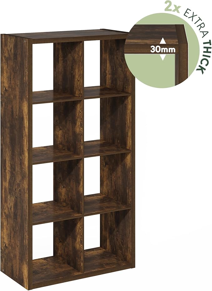 Furinno Cubicle Open Back Decorative Cube Storage Organizer, 8-Cube, Amber Pine