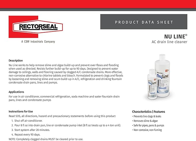 (2)-Pack, Nu-Line Drain Cleaner, 32 ounce bottle