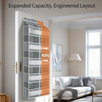 Yecaye 5-Tier Over The Door Organizer Dual-Column, 80lbs Load Extra Large Over the Door Storage of 10 Compartments, Heavy Duty Door Organizer Hanging for Bedroom Closet Nursery Bathroom Pantry, Gray
