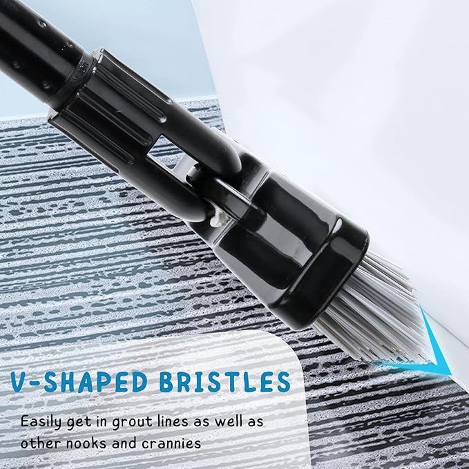 Grout Brush for Tile Floors, Grout Scrubber with Long Handle, 49'' Shower Grout Cleaning Tool