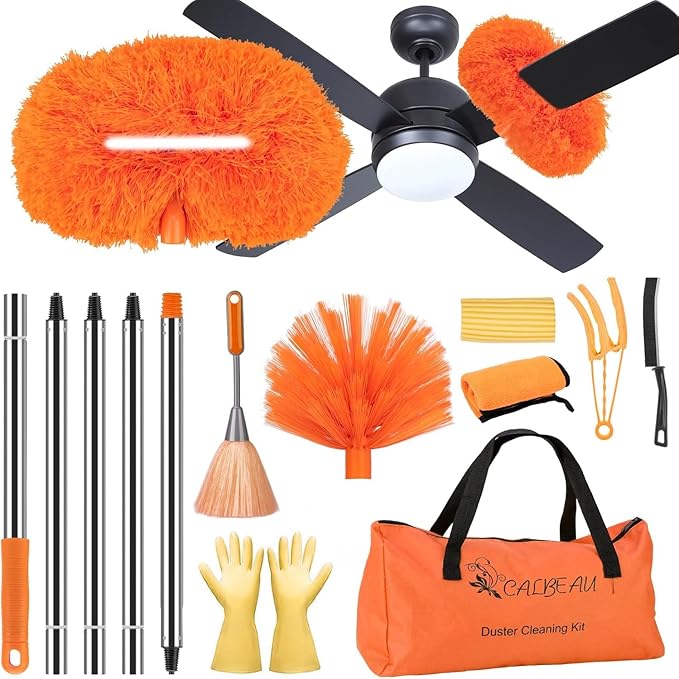 Ceiling Fan Cleaner Duster with 60 inch Extension Pole, Dusters for Cleaning High Ceiling Fan Blades, Dusters Kit with Storage Bag, Cleaning Tools for Families