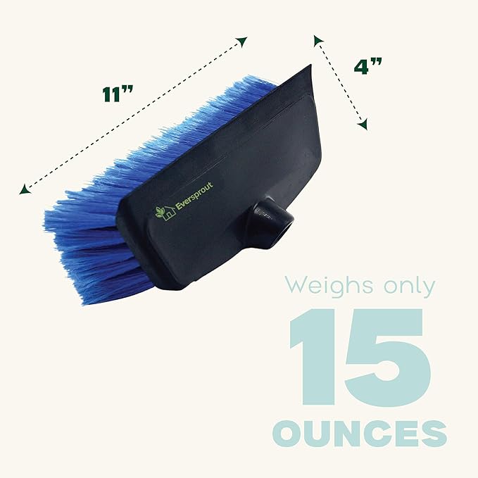 EVERSPROUT 11-inch Scrub Brush with Built-in Rubber Bumper | Soft Bristles wash Car, Truck, RV, Boat, Solar Panel, Floor | Bumper Prevents Scratches | Twists on 3/4-inch Acme Pole (Pole not Included)