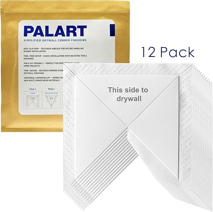 PALART Inside Drywall Corner (12 Pack) - Self-Adhesive No-Mud Corner Bead, Covers 3 Rooms - 60s Install for Damaged Wall Repair