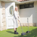 Broom and Dustpan Set, Dust pan with Long Handle, Broom with Dustpan Combo Set, Broom and Dustpan for Home, Indoor or Outdoor Cleaning Tool (Deep Gray&Light Gray)