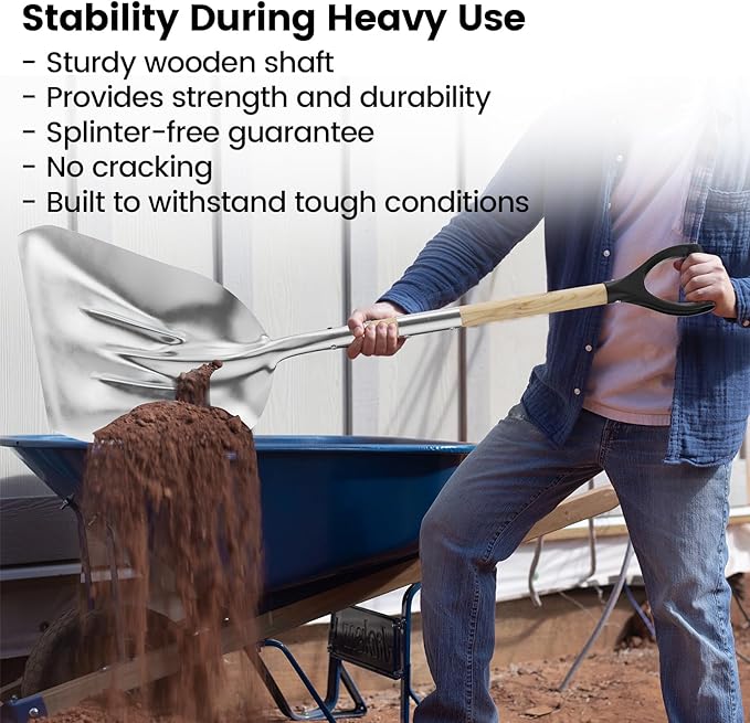 Aluminum Shovel with D-Handle - Stable While Light Weight (2.5 lbs) 20" Blade - Reinforced Edge Ergonomic Design Folding with Threaded Connection