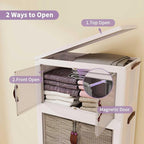 Luxdecor 300Qt Storage Bins With Lids-Stackable Plastic Storage Bins on Wheels, Closet Organizers and Storage,Collapsible Storage Cabinet with Doors for Office Garage Kitchen Under Stairs,5 Tier White