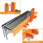 60" 3-Point Tractor Landscape Rake, Pine Straw & Yard Waste Cleaner, Cat 0/1 Hitch Compatible, Powder Coated Steel Blades, Orange