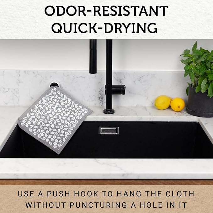 Nordhus Design Swedish Dishcloths, 5 Cloths, Made in Sweden - Reusable, Washable Cellulose Cotton Kitchen Cloths - Replace Paper Towels, Wipes, Sponges, Dish Rags