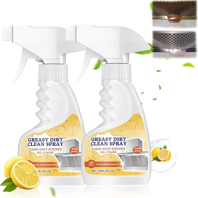 2Pcs All-Purpose Oil Stain Cleaner, Kitchen Oil Remover Degreaser Spray, All-Purpose Cleaner and Degreaser, Degreaser Cleaner,Kitchen Bathroom Cleaning Supplies 120ml/4Fl.oz