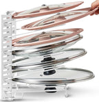 BTH Adjustable Pot Lid Organizer for Cabinet - Kitchen Storage Rack 6 Adjustable Shelves, Pot Lid Holder, Pan and Pot Rack Organizer, Pantry & Inside Cabinet Organizer (13” Clearance)