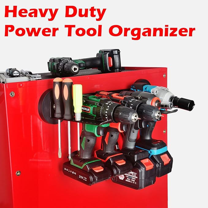 MUTUACTOR Power Tool Organizers and Storage Garage Drill Drivers Shelves Magnetic Mount 4 Slots,Heavy Duty Magnetic Racks and Shelving Utility Storage Holder for Garage Warehouse