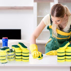 Tanlade 1000 Pcs Individually Wrapped Sponges Kitchen Bulk Non Scratch Scouring Sponges for Dishes Household Cleaning Travel Apartments Hotel Car (Yellow Green)