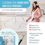 30 Pcs All Natural Floor Cleaner Sheets - Biodegradable And Dissolvable Multipurpose Mopping Concentrated Floor Cleaning Soap Detergent Strips, Mess Free Water Soluble Fast Dry Eco Friendly (Ocean)