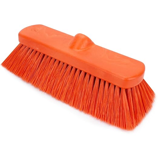 SPARTA 41278EC24 Flo-Thru Plastic Wall Scrub Brush, Equipment Brush With Soft Nylex Bristles For Industrial Kitchens, Hospitals, Commercial Cleaning, 4 Inches, Orange, (Pack of 12)