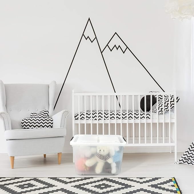 Bringer 4-Pack Large Clear Plastic Storage Box with Lid, 50 L Wheeled Clear Storage Boxes