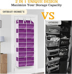 Over The Door Organizer 5 Tiers, Extra Large Behind Door Storage of 10 Compartments, 80 lbs Weight Capacity Hanging Storage Organizer with Clear Window Kids Toys,Shoes,Diapers,Room Storage,Purple