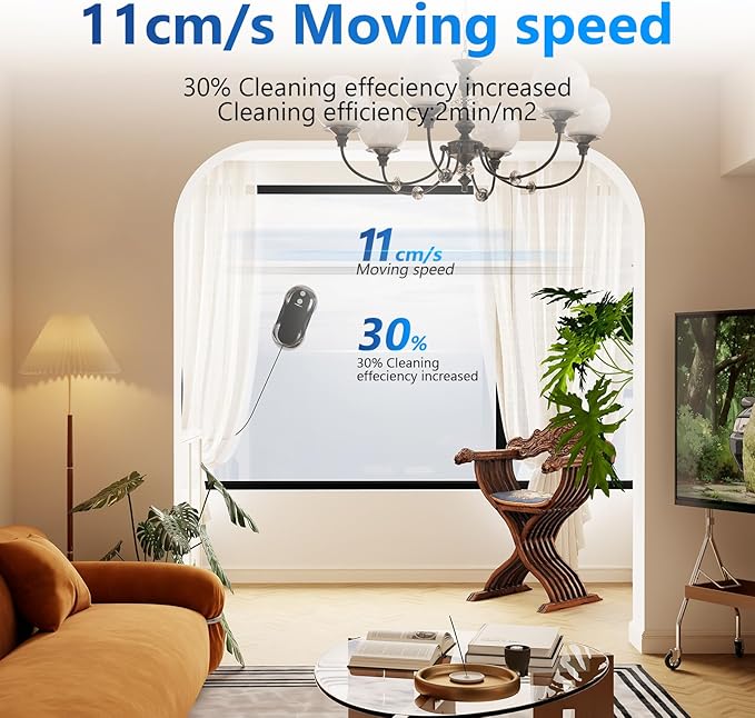 Tosima W5 Window Cleaning Robot, Dual Direction Auto-Spray Smart Window Cleaner with Triple Safety System, Smart Navigation, Remote Control, for All Smooth Surfaces, with 8 Rags, Black