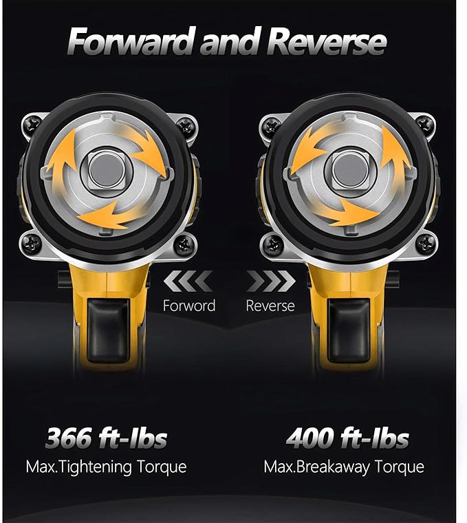 NEWONE Crodless Impact Wrench with 2.0AH Battery, 370 Ft-lbs (500N.m) Impact Gun 1/2 inch,20V Powered Brushless Motor Wrench with 6pcs Drill/Driver Bits,4 Sockets,Charger