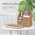 Wicker Hanging Storage Baskets (10.5"Lx6.5"Wx13"H), Set of 2 Wall Basket, Seagrass Basket, Wall Decor Baskets, Seagrass Woven Hanging for Organizing Files, Mails, Books, Accessories