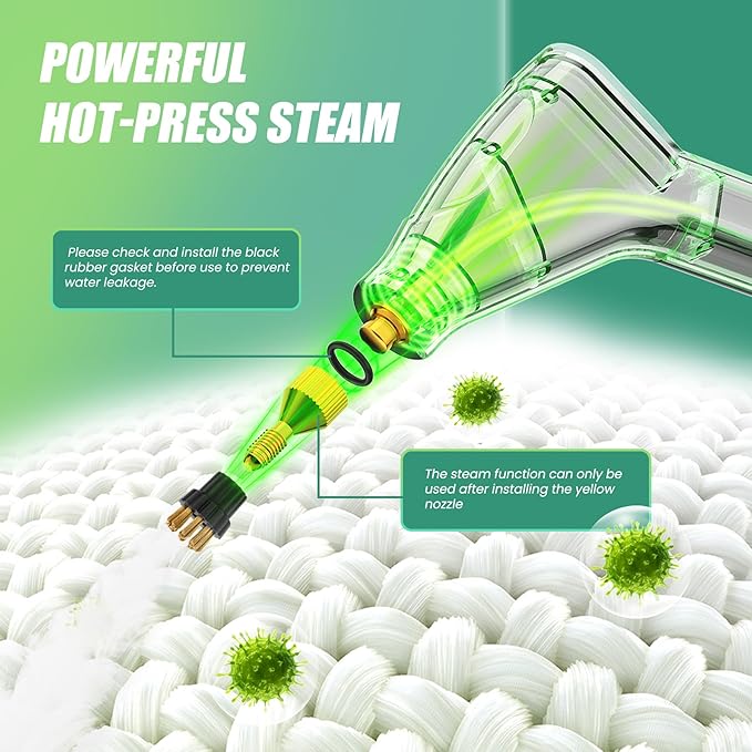 2500W Steam Cleaner for Home Use, 6-level Speed Adjustable Handle, 1.2L Handheld Car Steam Cleaner for Home Car Kitchen Furniture Floor, High Pressure Steam Machine with 4 Brush Heads White