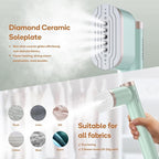 Newbealer Steamer for Clothes, 1200W Portable Steam Iron, 2 Steam Levels, Horizontal and Vertical Steaming, Dry Ironing, 15s Heat Up, Rotatable, 302°F Garment Wrinkle Remover, Green (120V Only)