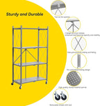 BRIAN & DANY 4-Tier Foldable Storage Shelves with Wheels, Folding Metal Rack Shelving Unit, Heavy Duty No Assembly Organizer Shelf for Garage, Kitchen, Basement, Pantry, Gray