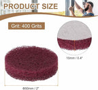 HARFINGTON 6pcs Scrubber Scouring Pads 400 Grits 2 Inch Drill Power Brush Hoop and Loop Surface Conditioning Disc Drill Scuffing Disc Scrub Pads for Home Kitchen Cleaning, Red