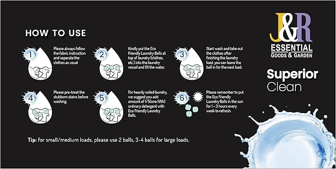 J&R ESSENTIAL Laundry Balls Set, Eco-Friendly Super Washing Machine Laundry Ball, All Natural Washer Ball Laundry Detergent Alternative, Household Can Be Reused 1000 Washings (Unscented)
