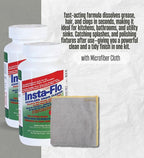 Drain Clog Remover – Insta-Flo Crystals Drain Cleaner 1 lb Bundle with Microfiber Towel – Fast-Acting Non-Acid Powder for Grease, Hair, and Soap Clogs in Drains and Pipes – Gift Set (3 Items)