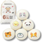 Wool Dryer Balls - Natural Fabric Softener, Reusable Laundry Balls for Dryer, Reduces Wrinkles, Static, & Saves Drying Time, Gentle on Clothes, Plastic-free Alternative for Dryer, 6 Balls XL