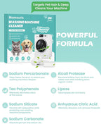 Washing Machine Cleaner Tablets: 24 Pack Deep Cleaning For HE, Front Loader & Top Load Washer, Removes Pet Hair, Odors, Formulated for Pet Owners, Septic Safe, 12 Month Supply, 13G