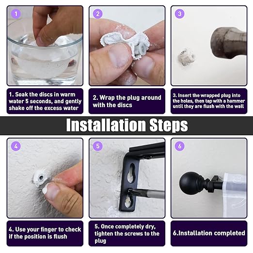30 Pcs Drywall Anchor Repair Kit Solve Loose Wall Plugs Fast - Ideal for Curtain Rails, Towel Racks, Toilet Paper Holders and More Anchor Hole Patch (2.36 in)