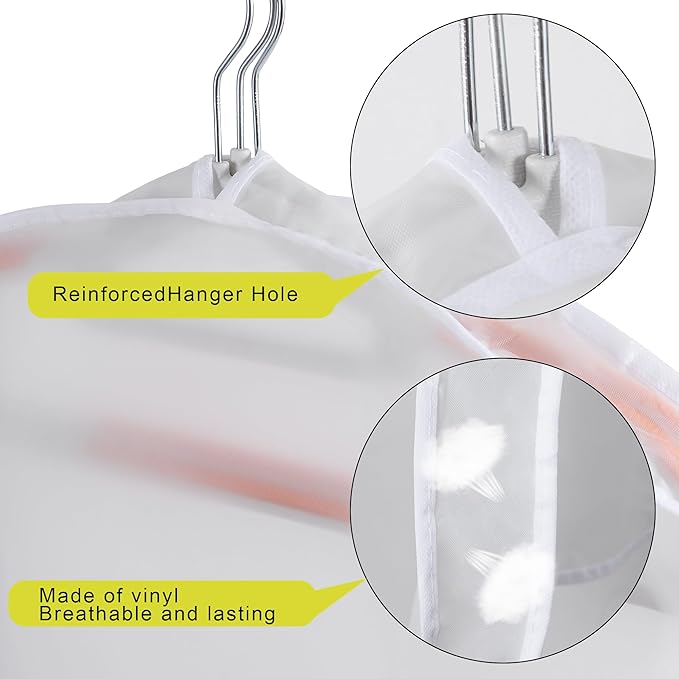 50pcs Clothes Protectors For Hanging Clothes，Suit Covers For Closet，Dust Covers For Hanging Clothes，Garment Covers For Hanging Clothes，Hanger Covers To Keep Dust Off Clothes，24''W X 12"H X 2''D