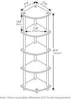 Furinno TURN-N-TUBE Corner Shelf Set of 2, 5-Tier Corner Bookshelf, Open Storage Shelves, for Organization and Storage, Living Room, Home Office, Garage, French Oak
