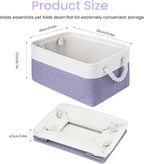 Storage Baskets for Shelves 13.8x9.8x6.7 Inch-Foldable Fabric Organizing Storage Bins with Handles, Closet & Bathroom Organizer, Home Storage for Kitchen, Office (6-Pack, White&Purple)