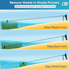 Floating Weed Lake Rake, 36" Aluminum Landscape Rake with Adjustable Handle, 33FT Rope & Float, Weed & Algae Removal of Leaves, Floating Scum, Multifunctional Detachable Aquatic Weed Rake with Gloves