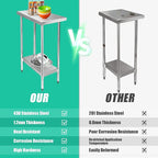 STABLEINK NSF Stainless Steel Table 30 x 12 Inches, Metal Prep & Work Table with Adjustable Undershelf, for Commercial Kitchen, Restaurant, Hotel and Garage，Small Tables