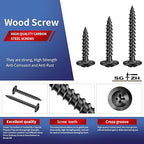 #8 x 1/2" Wood Screw 500Pcs Alloy Steel Standard Thread Truss Head Fast Self Tapping Black Oxide by SG TZH