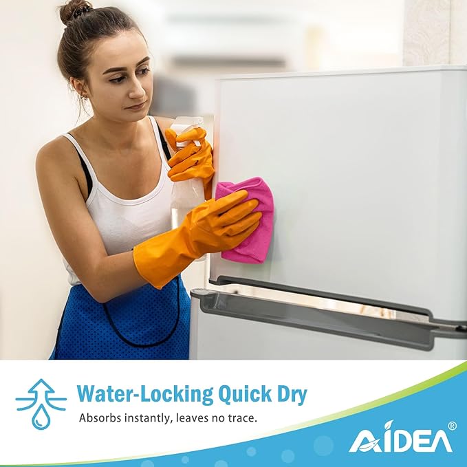 AIDEA Microfiber Cleaning Cloth-12PK, Soft Microfiber Towels for Cars, Absorbent Cleaning Rags, Lint-Free Streak-Free Wash Cloths for House, Kitchen, Window(12in.x12in), Pink