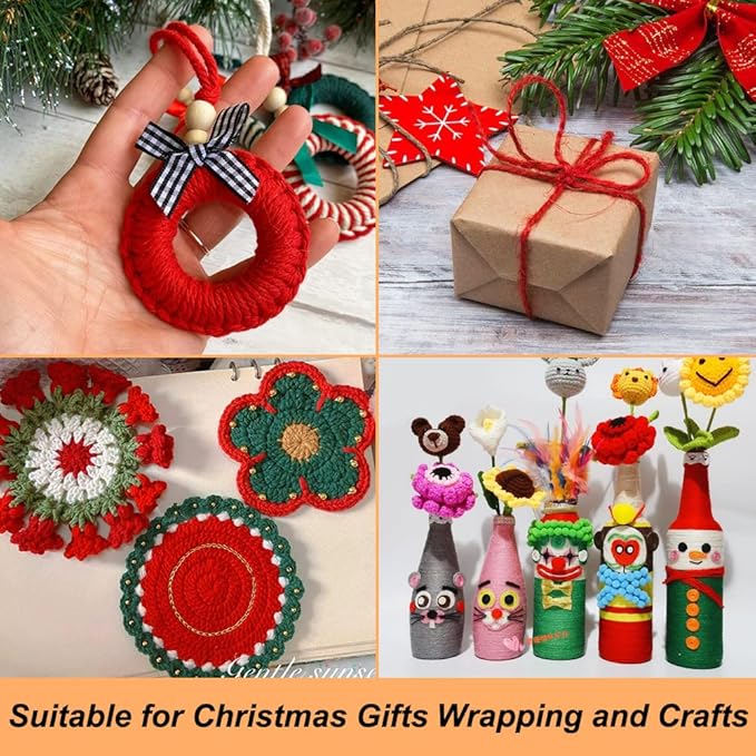 Vivifying Red Twine, 328 Feet 3mm Christmas Twine String for Gift Wrapping, Crafts, Packing and Hanging